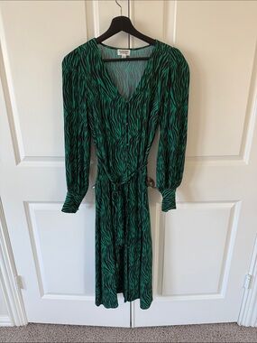 Green Zebra Print Wrap Dress (Amazon the drop)